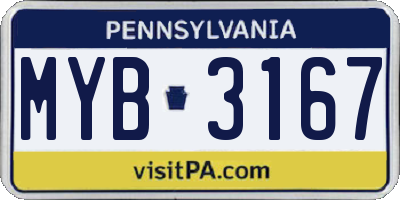 PA license plate MYB3167