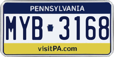 PA license plate MYB3168