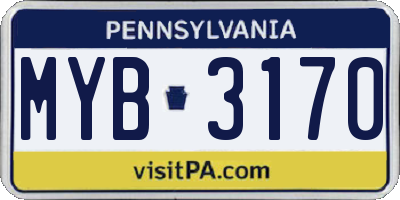 PA license plate MYB3170