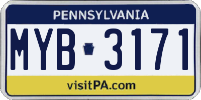PA license plate MYB3171