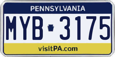 PA license plate MYB3175