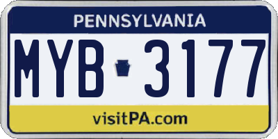 PA license plate MYB3177