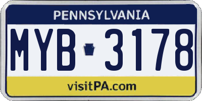 PA license plate MYB3178