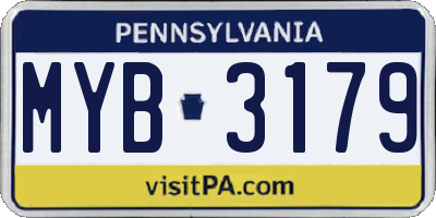 PA license plate MYB3179
