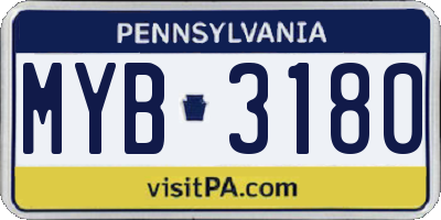 PA license plate MYB3180