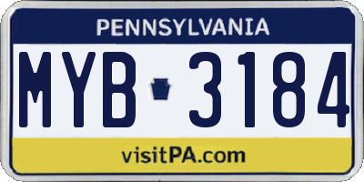 PA license plate MYB3184
