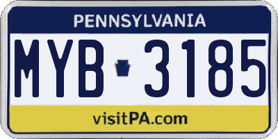 PA license plate MYB3185