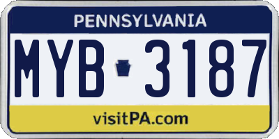 PA license plate MYB3187