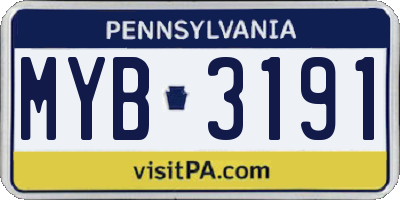 PA license plate MYB3191