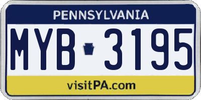PA license plate MYB3195