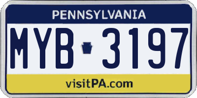 PA license plate MYB3197