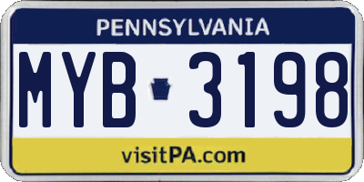 PA license plate MYB3198