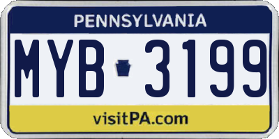 PA license plate MYB3199
