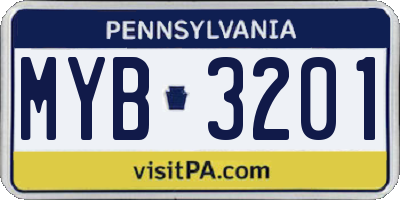 PA license plate MYB3201