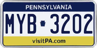 PA license plate MYB3202
