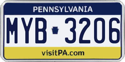 PA license plate MYB3206