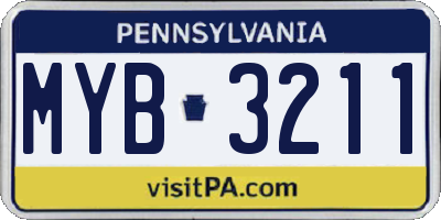 PA license plate MYB3211