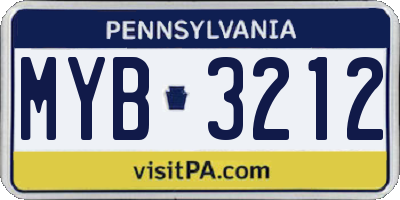 PA license plate MYB3212