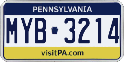 PA license plate MYB3214