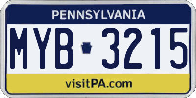 PA license plate MYB3215