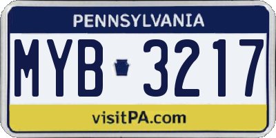PA license plate MYB3217