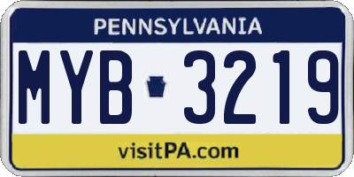 PA license plate MYB3219
