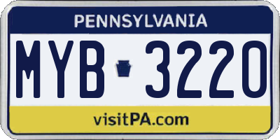 PA license plate MYB3220