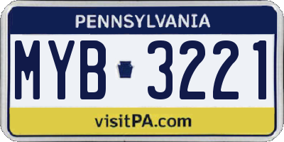 PA license plate MYB3221