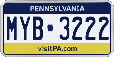 PA license plate MYB3222
