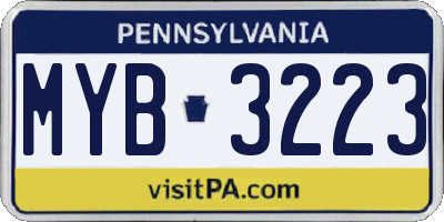 PA license plate MYB3223
