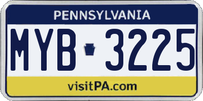 PA license plate MYB3225