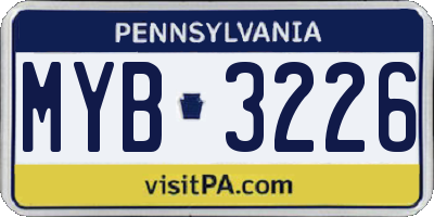 PA license plate MYB3226