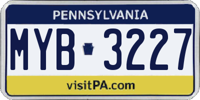 PA license plate MYB3227