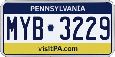 PA license plate MYB3229