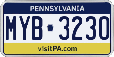 PA license plate MYB3230