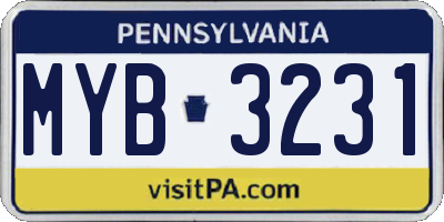 PA license plate MYB3231
