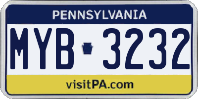 PA license plate MYB3232