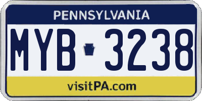 PA license plate MYB3238
