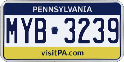PA license plate MYB3239
