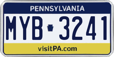 PA license plate MYB3241