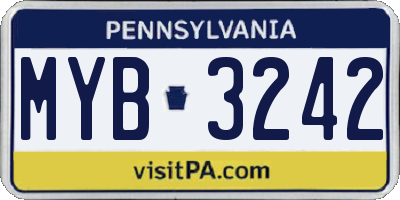 PA license plate MYB3242