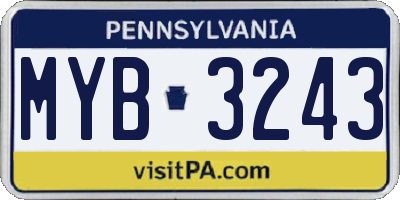 PA license plate MYB3243