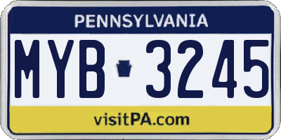 PA license plate MYB3245