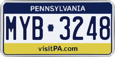 PA license plate MYB3248