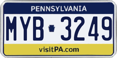 PA license plate MYB3249