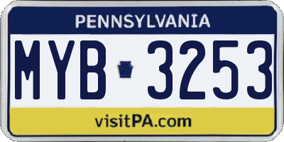 PA license plate MYB3253