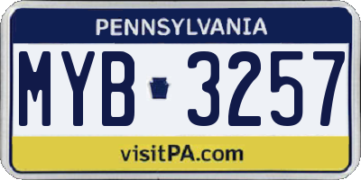 PA license plate MYB3257