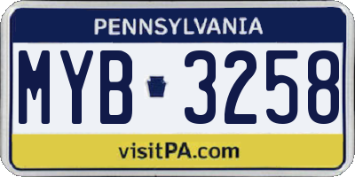 PA license plate MYB3258