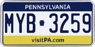 PA license plate MYB3259
