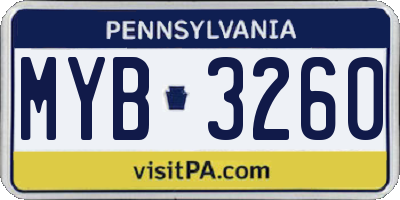 PA license plate MYB3260